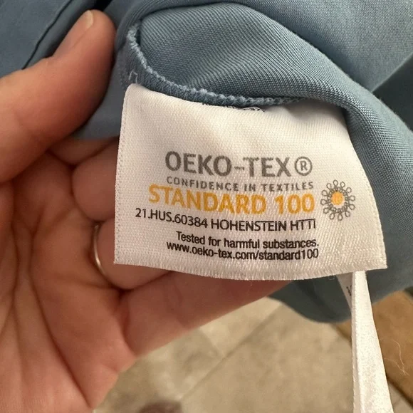 Lands' End Light Blue drawstring monk neck modest Midi Dress M - Picture 6 of 7